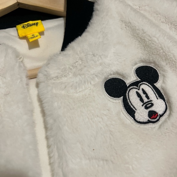 Disney White Faux Fur Disney Mickey Mouse Cropped Jacket Size Small - Picture 4 of 11